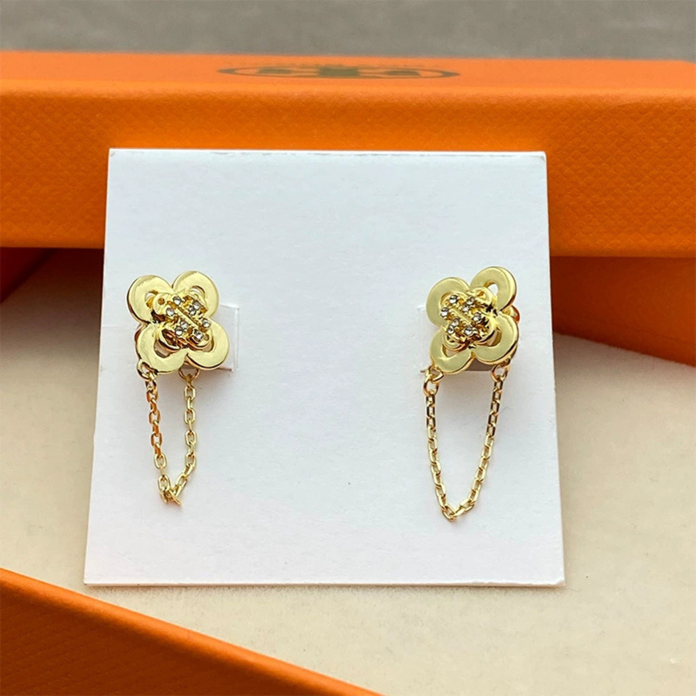 Tory Burch Four Leaf Clover Gold Plated Rhinestone